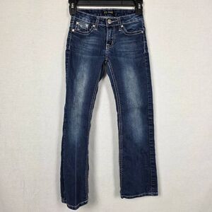 ZCO Girls Jeans Size 8 Bootcut Embroidered Pockets Stretch Denim